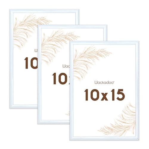 Wackadoo Bilderrahmen 10x15 Weiß 3er Set Fotowand Fotorahmen mit Glasscheibe Kunststoff Picture frame von Wackadoo