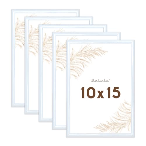 Wackadoo Bilderrahmen 10x15 Weiß 5er Set Fotowand Fotorahmen mit Glasscheibe Kunststoff Picture frame von Wackadoo