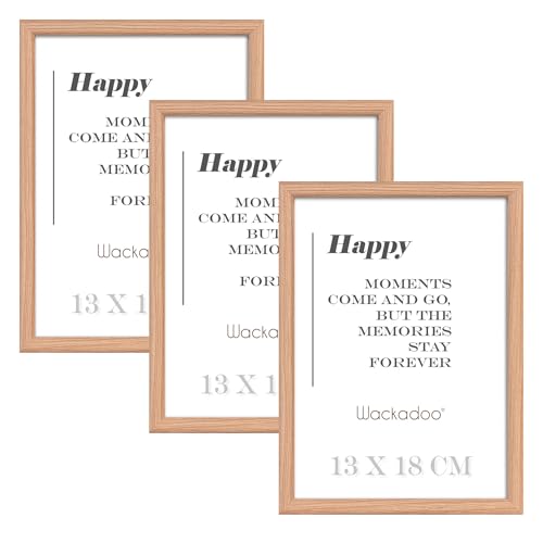Wackadoo Bilderrahmen 13x18 eiche 3er Set Fotowand Fotorahmen mit Glasscheibe Picture frame Holz aus MDF von Wackadoo