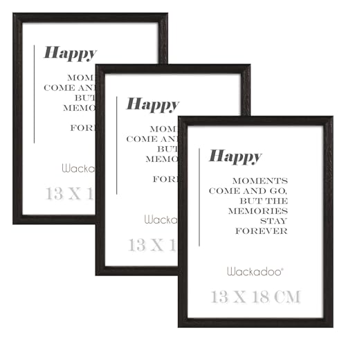 Wackadoo Bilderrahmen 13x18 schwarz 3er Set Fotowand Fotorahmen mit Glasscheibe Picture frame Holz aus MDF von Wackadoo