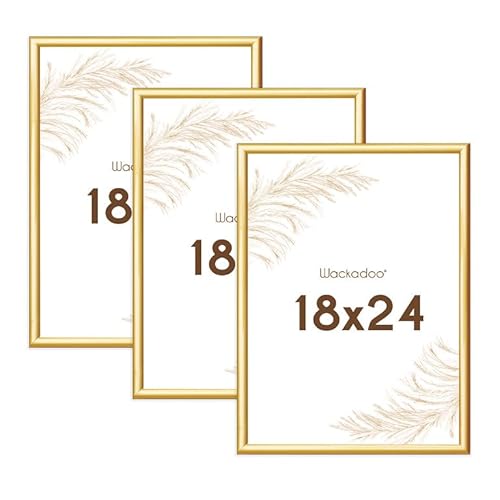 Wackadoo Bilderrahmen 18x24 Gold 3er Set Fotowand Fotorahmen mit Glasscheibe Kunststoff Picture frame von Wackadoo
