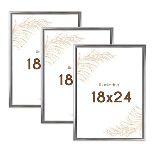 Wackadoo Bilderrahmen 18x24 Silber 3er Set Fotowand Fotorahmen mit Glasscheibe Kunststoff Picture frame von Wackadoo