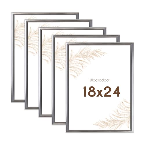 Wackadoo Bilderrahmen 18x24 Silber 5er Set Fotowand Fotorahmen mit Glasscheibe Kunststoff Picture frame von Wackadoo