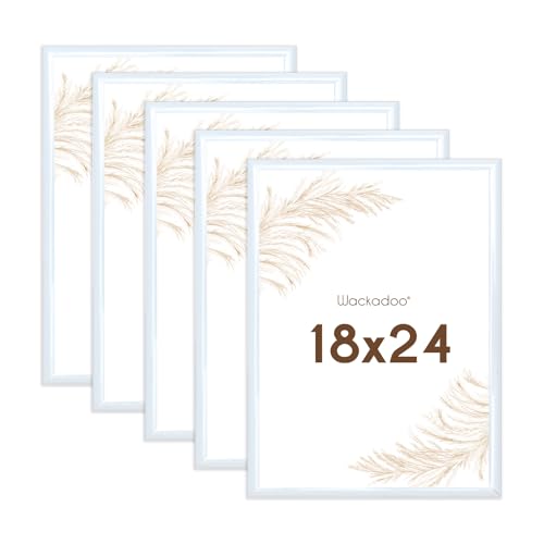 Wackadoo Bilderrahmen 18x24 Weiß 5er Set Fotowand Fotorahmen mit Glasscheibe Kunststoff Picture frame von Wackadoo