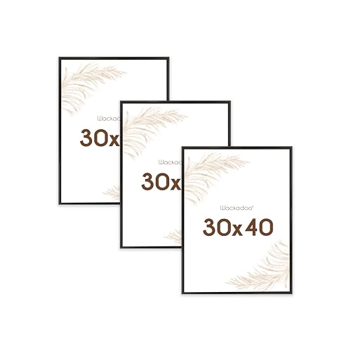 Wackadoo Bilderrahmen 30x40 Schwarz 3er Set Fotowand Fotorahmen mit Glasscheibe Kunststoff Picture frame Posterrahmen von Wackadoo