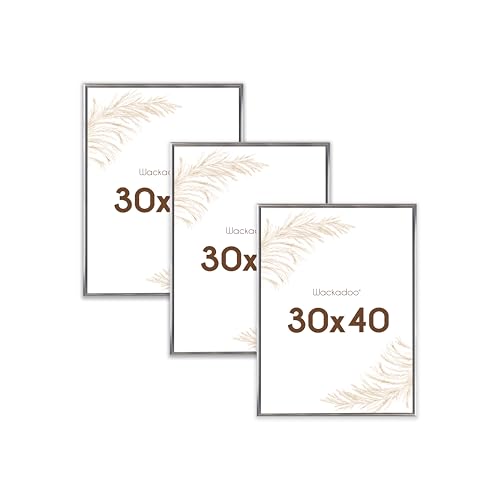 Wackadoo Bilderrahmen 30x40 Silber 3er Set Fotowand Fotorahmen mit Glasscheibe Kunststoff Picture frame Posterrahmen von Wackadoo