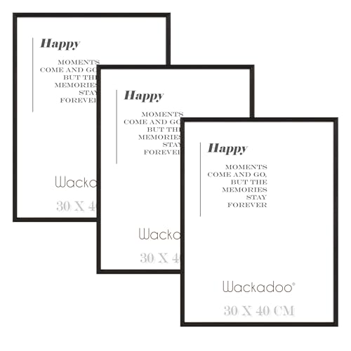 Wackadoo Bilderrahmen 30x40 schwarz 3er Set Fotowand Fotorahmen mit Glasscheibe für Poster Picture frame Holz aus MDF von Wackadoo