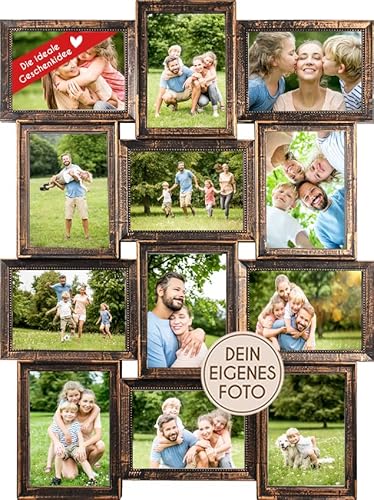 Wackadoo Bilderrahmen Collage mit eigenen Fotos kupfer schwarz 13x18 cm 12 Fotos, Fotorahmen Galerierahmen mit Glasscheibe personalisierte geschenke, picture frame von Wackadoo