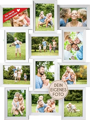 Wackadoo Bilderrahmen Collage mit eigenen Fotos weiß 13x18 cm 12 Fotos, Fotorahmen Galerierahmen mit Glasscheibe personalisierte geschenke, picture frame von Wackadoo