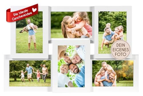 Wackadoo Bilderrahmen Collage weiß für 6 Fotos, Bilderrahmen für mehrere Bilder, personlisiertes geschenk, pärchen geschenke, fotogeschenke personalisiert (Personalisiert mit eigenen Fotos) von Wackadoo