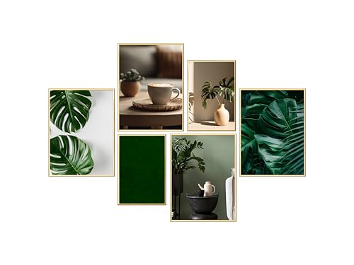 Wackadoo Bilderrahmen Set 6er 4 St. 30x40 cm, 2 St. A4 21x29,7 (DIN A4) mit echten Glasscheiben, Bilderrahmen Set verschiedene Größen gold, photo frame Poster von Wackadoo
