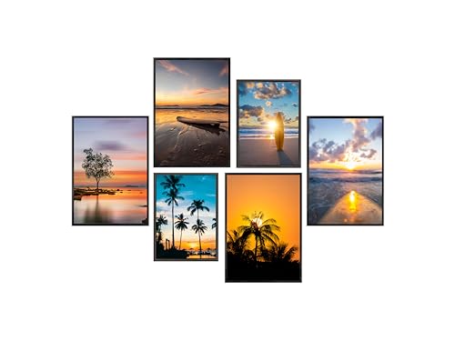 Wackadoo Bilderrahmen Set 6er 4 St. A4 21x29,7 (DIN A4), 2 St. 15x20 cm mit echten Glasscheiben, Bilderrahmen Set verschiedene Größen schwarz, photo frame Poster von Wackadoo