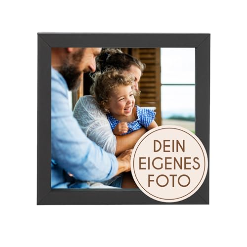 Wackadoo personalisiertes Geschenk inkl. Bilderrahmen 20x20 schwarz Fotodruck Bild zum Muttertag Vatertag Hochzeitstag Familienfotos Poster mit Wunschmotiv, eigenes Foto picture frame quadratisch von Wackadoo