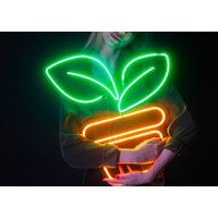 Pflanzen-Neon Schild, Pflanzen-Led-Schild, Pflanzenlicht Blume Neon Licht, Schild Wanddekoration, Lichtschild Für Wand, Zuhause von WackoStore