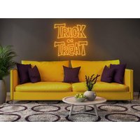 Trick Or Treat Neon Schild, Wandschild, Halloween Licht, Zeichen, Led Wandkunst, Lichtschild Für Wand von WackoStore