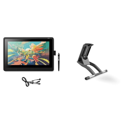 Wacom Cintiq 16 –16 Zoll Full HD Grafik-Display mit ausklappbaren Standfüßen inkl batterielosem Pro Pen 2 Stift mit verschiedenen Ersatzspitzen plus Verstellbarer Standfuß (für Cintiq 16 (DTK-1660)) von Wacom