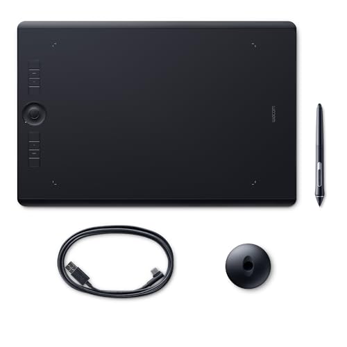 Wacom Intuos Pro Large Grafik-Tablett mit Bluetooth-Funktion – Großflächiges Format für digitales Zeichnen und Fotoretusche mit besonders hoher Drucksensitivität und anpassbaren Befehlstasten, Schwarz von Wacom