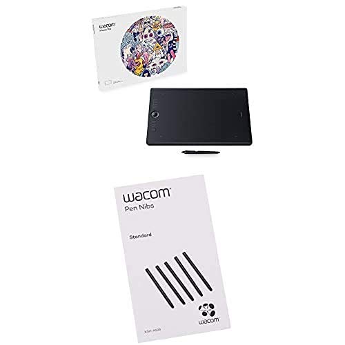 Wacom Intuos Pro Stifttablett Größe L, Grafiktablett + Wacom Standard Stiftspitzen, schwarz 5-TLG von Wacom