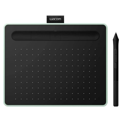 Wacom Intuos S Pistazie Stift-Tablett-Mobiles Zeichentablett (zum Malen & Fotobearbeitung mit druckempfindlichem Stift & Bluetooth & 2 Softwaredownloads) & Standard Stiftspitzen, schwarz 5-TLG. von Wacom