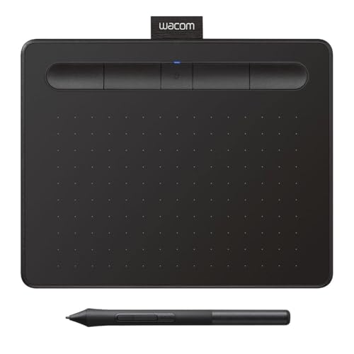 Wacom Intuos S Stift-Tablett - Mobiles Zeichentablett (zum Malen & für Fotobearbeitung mit druckempfindlichem 4K Stift & 1 Softwaredownload) schwarz & Standard Stiftspitzen, schwarz 5-TLG. von Wacom