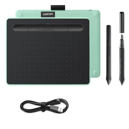 Wacom Intuos S pistazie Stift-Tablett-Mobiles Zeichentablett (zum Malen & Fotobearbeitung mit druckempfindlichem Stift & Bluetooth & 2 Softwaredownloads) - Ideal für Home-Office & E-Learning, Small von Wacom