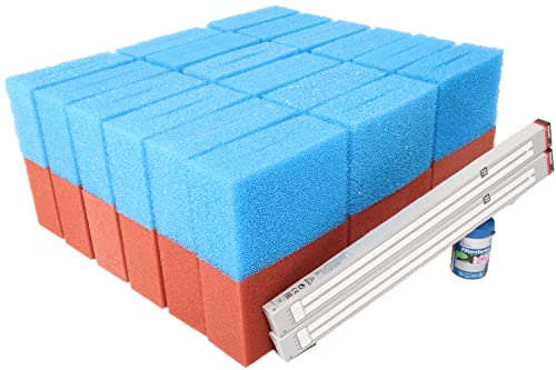 Wacredo Wartungspaket für Oase Biotec 36 Teichfilter Schwamm Set Filterstarter 2X 55 Watt Leuchtmittel Komplettset Wasseraufbereitung Filterschwamm Teichpflege Ersatzschwämme von Wacredo
