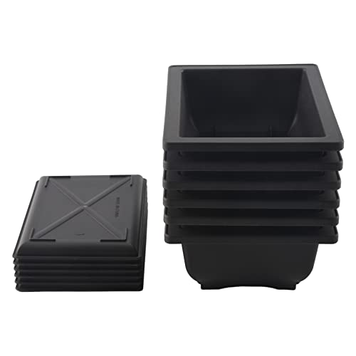 Wadakada 6-Teilige Bonsai-TöPfe - Classic Deep Wet Tray mit Eingebautem Netz für Pflanzen, Blumen, Quadratische PlastiktöPfe von Wadakada