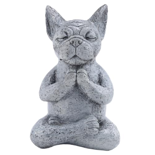 Wadakada Garten Meditation FranzöSische Bulldogge Dekoration Statue Garten Rasen Dekoration Harz Draussen Dekoration von Wadakada