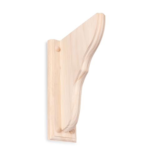 WADDELL Kiefer Halterung mit Trägerplatte (1 Stück, 11¼" x 7¾" x 1¼") | unlackierte Corbel inklusive Montagematerial | DIY Home Decor Regale, Arbeitsplatten, Kaminsims | unterstützt bis zu 2,3 kg je von Waddell