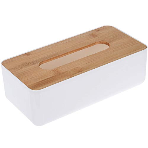 Wadiga Taschentuchbox, rechteckig, Kunststoff, Weiß und Bambus von Wadiga