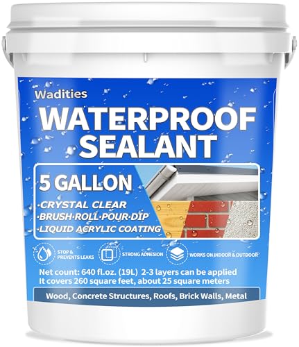 Flüssiges wasserdichtes Dichtungsmittel Klar - 19L, Wadities Wand Badezimmer Dach Wasserbasierte wasserdichte Beschichtung, unsichtbare Reparatur Leck Patch & Seal Flüssiges Gummidichtungsmittel von Wadities