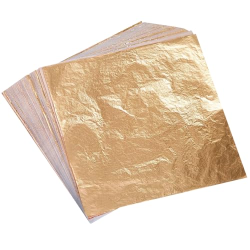Wadities Blattgold-Imitat Blätter - 100 Blatt Goldfolie - 14 x 14 cm Mehrzweck Blattgold für Nagel, Kunst & DIY Projekt, Bilderrahmen, Artistic Dekoration (Champagner Gold) von Wadities