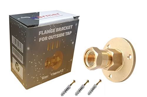 Wärmer System Wallplate PSW Flanschhalterung für Außenhahn, Universal-Adapter für die Verwendung mit 15 mm Kupferrohr oder 15 mm Kunststoffrohr durch die Wand, 1,27 cm BSP-Flanschverschraubung von Wärmer System