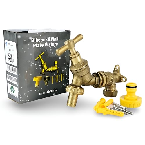 Water Bibcock Wasserhahn 1/2 Zoll BSP mit Messing Wandplatte BS1010-2 von Wärmer System