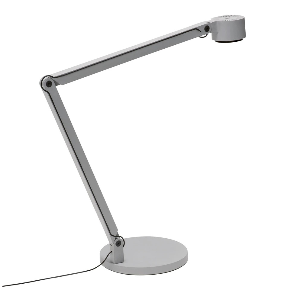 Wästberg - w127 Winkel b2 LED Schreibtischleuchte - grau NCS S 400-N/Schirm schwenkbar Ø9,6cm/BxH 40,2x40,2cm/Fuß HxØ 1,8x18,6cm /Touch-Dimmer/LED 6W von Wästberg