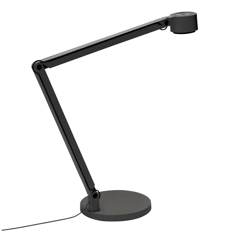 Wästberg - w127 Winkel b2 LED Schreibtischleuchte - schwarz RAL 9011/Schirm schwenkbar Ø9,6cm/BxH 40,2x40,2cm/Fuß HxØ 1,8x18,6cm /Touch-Dimmer/LED 6W von Wästberg