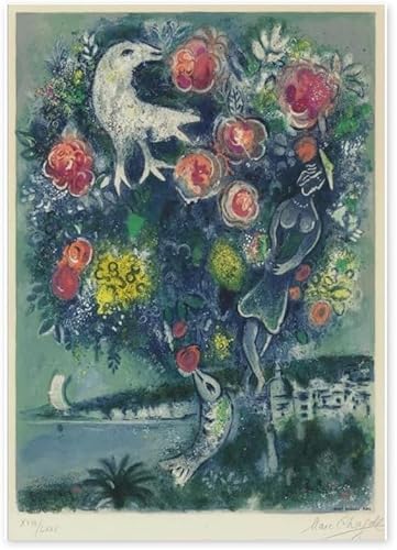 Berühmte Marc Chagall Poster Surrealismus Blumen Wandkunst Marc Chagall Marc Leinwandgemälde Chagall-Drucke für Wohnkultur Bild 40x60cmx1 Kein Rahmen von Waeta Rnvzx