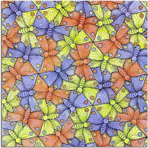 Berühmtes M.C Escher Poster und Drucke《Symmetrischer Schmetterling》Leinwandgemälde M.C Escher Wandkunst M.C Escher Bilder für Wohnkultur 40x40cm Kein Rahmen von Waeta Rnvzx