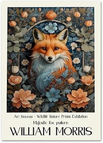 Waeta Rnvzx Berühmte William Morris Fox Poster Tier Blumen Wandkunst William Morris Drucke William Morris Leinwand Gemälde Home Decor Bilder 40x60cm Kein Rahmen von Waeta Rnvzx