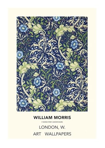Waeta Rnvzx Berühmte William Morris Poster Blaue Blume Leinwand Wandkunst William Morris Gemälde William Morris Drucke für Home Decor Bilder 40x60cmx1 Kein Rahmen von Waeta Rnvzx