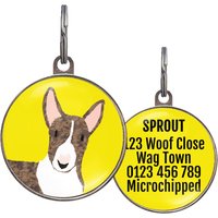 Bullterrier Hundemarke - 6 Hintergrundfarben Brindle Haustiermarke Personalisierte Für Terrier Individuelle Namensmarke von WagATudeTags