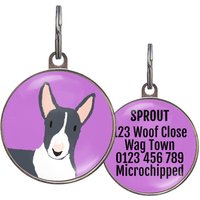 Bullterrier Hundemarke - 6 Farboptionen Benutzerdefinierte Namensmarke Schwarzweißer Haustiermarke Personalisierte Für Terrier von WagATudeTags