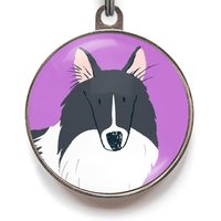 Collie Hundemarke - Schwarz-Weiß-Collie, Personalisierte Haustier-Tags Für Collies von WagATudeTags