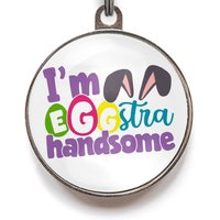 Ostern Hundemarke | Ich Bin Eggstra Schön Doppelseitiger Junge Haustiermarke von WagATudeTags