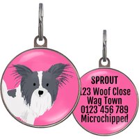 Papillon Hundemarke, Personalisierte Hundemarke Für Papillon, Schwarz Und Weiß von WagATudeTags