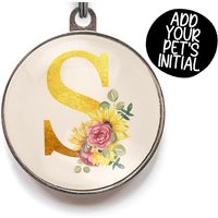 Sonnenblume Hundemarke | Tiermarke Mit Floralem Monogramm von WagATudeTags