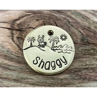 strand Hundeanhänger, Personalisierter Haustier-Tag Für Kleine Hunde, Süßer Haustier-Id-Tag Mit Hase, Mikrochipped Dog Tag Telefonnummern, Hunde von WaggyPooch