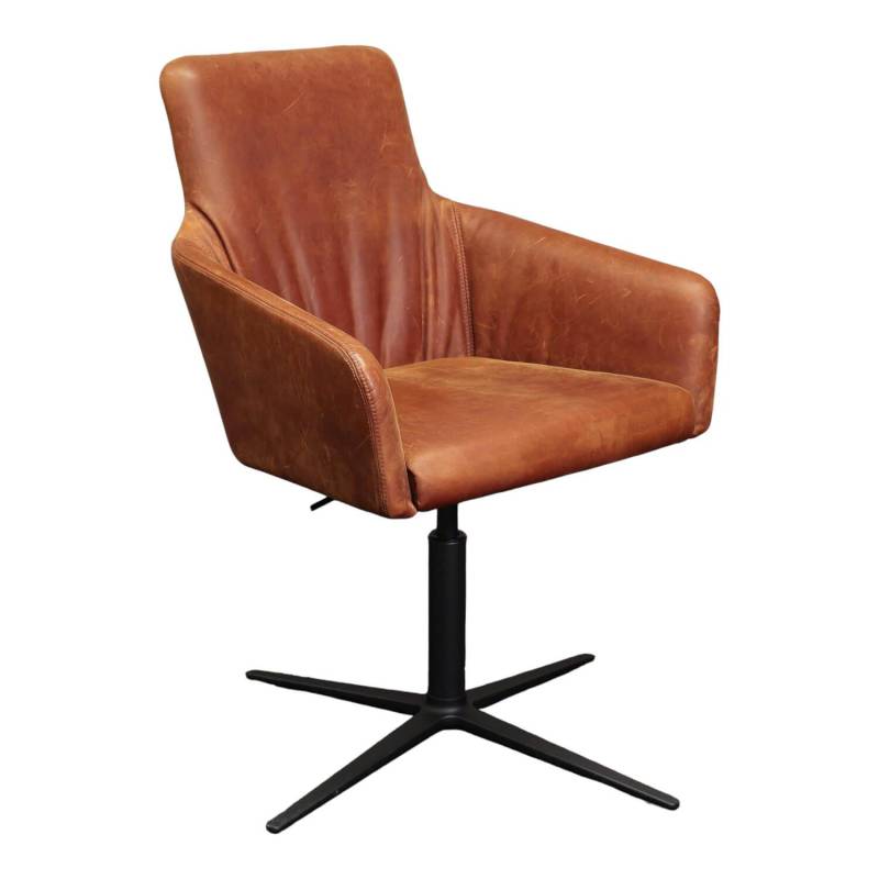 Mehrzweckstuhl W-Cube 1 Leder Braun V99 Gestell Aluminium Schwarz von Wagner Living