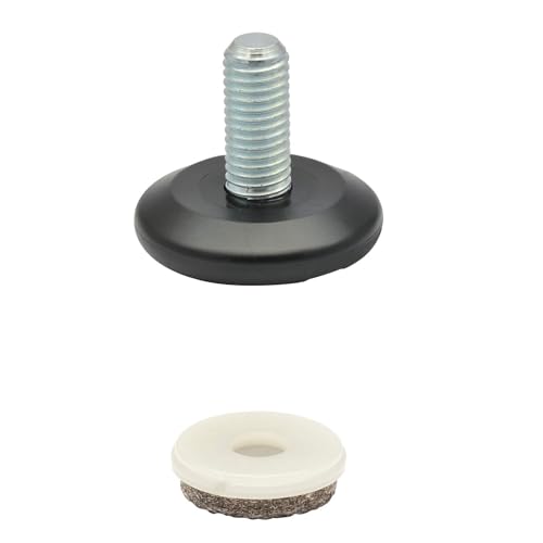WAGNER 4er-Set Verstellfuß/Nivellierfuß starr Ø 37 mm, schwarz, Gewindestift M10 x 25 mm, Möbelgleiter - Wollfilz Ultrasoft - Durchmesser Ø 30 mm inklusiv - Made in DE - 15832400 von WAGNER