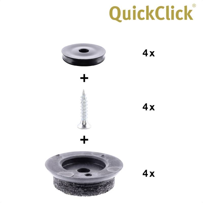 Wagner Möbelgleiter zum Anschrauben Ultrasoft grau schwarz Ø 25 mm - 4 Stück von Wagner-System